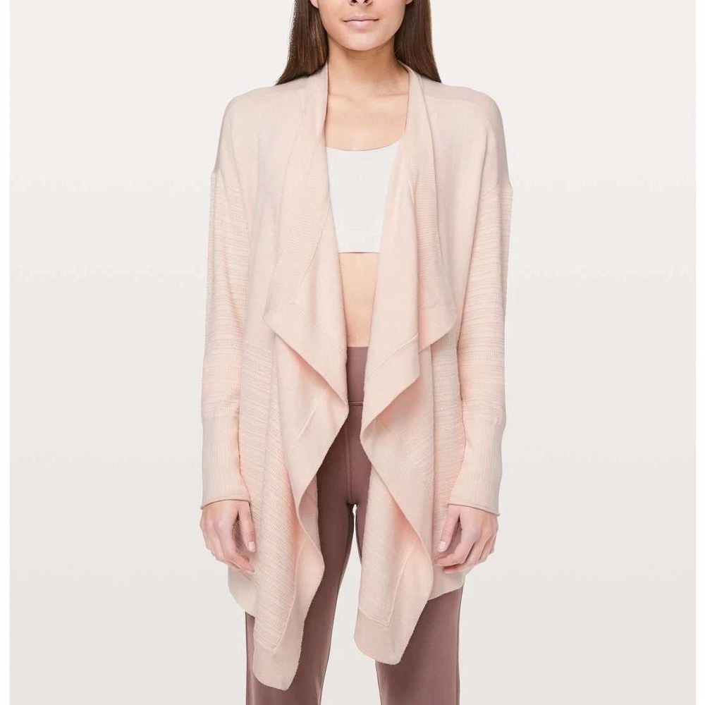 LULULEMON Find Your Calm Wrap Cardigan Sweater Pockets Chantilly Light Pink sz.4